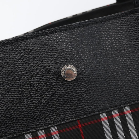 BURBERRY Nova Check Tote Bag Nylon Black Silver Auth 174568