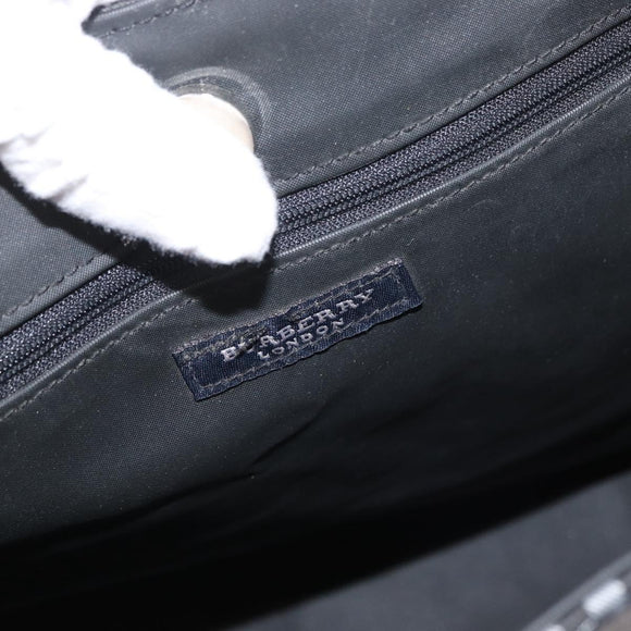 BURBERRY Nova Check Tote Bag Nylon Black Silver Auth 174568