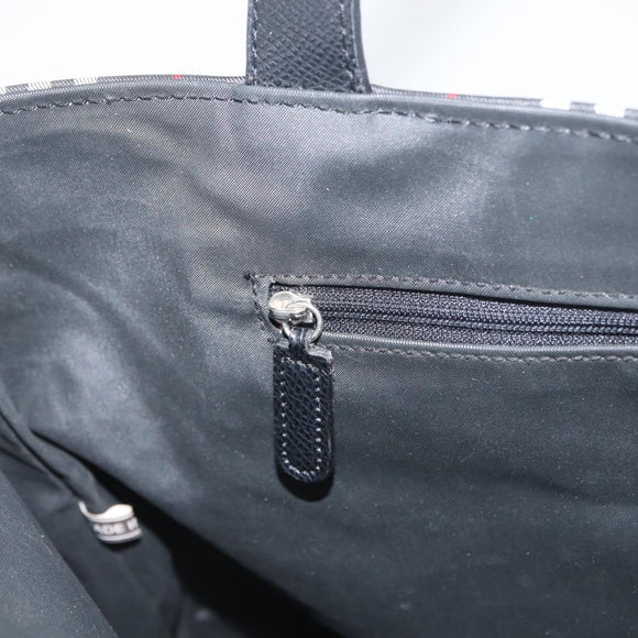 BURBERRY Nova Check Tote Bag Nylon Black Silver Auth 174568