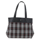 BURBERRY Nova Check Tote Bag Nylon Black Silver Auth 174568-2