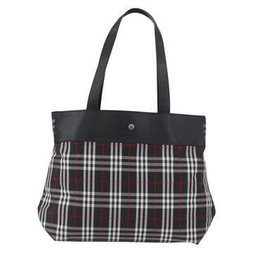 BURBERRY Nova Check Tote Bag Nylon Black Silver Auth 174568 - 0