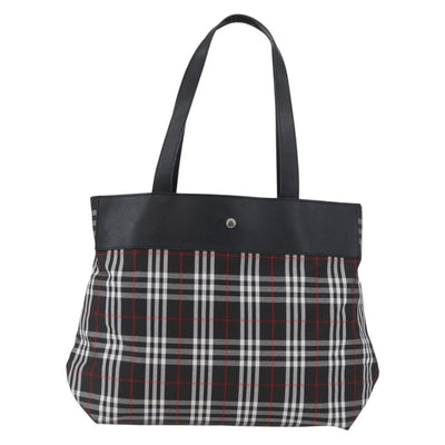 BURBERRY Nova Check Tote Bag Nylon Black Silver Auth 174568 - 0