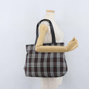BURBERRY Nova Check Tote Bag Nylon Black Silver Auth 174568-21