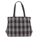 BURBERRY Nova Check Tote Bag Nylon Black Silver Auth 174568-3