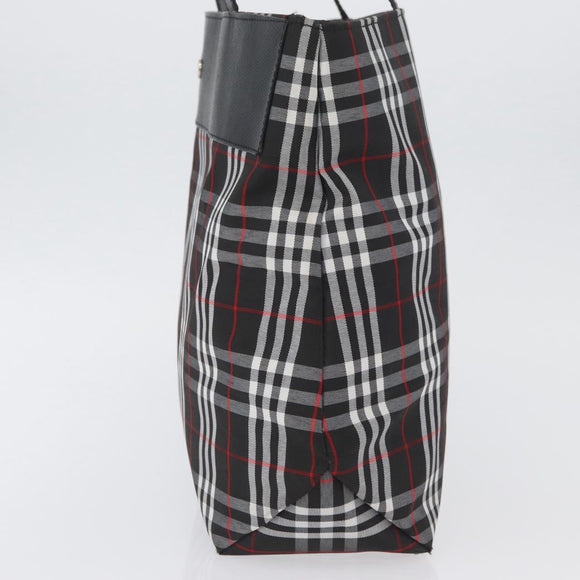 BURBERRY Nova Check Tote Bag Nylon Black Silver Auth 174568