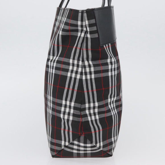 BURBERRY Nova Check Tote Bag Nylon Black Silver Auth 174568