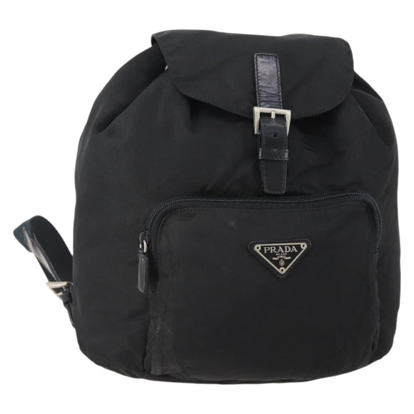 PRADA Backpack Nylon Black Silver Auth 174569