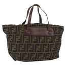 FENDI Zucca Canvas Hand Bag Brown Black Auth 174570-1