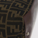 FENDI Zucca Canvas Hand Bag Brown Black Auth 174570-10