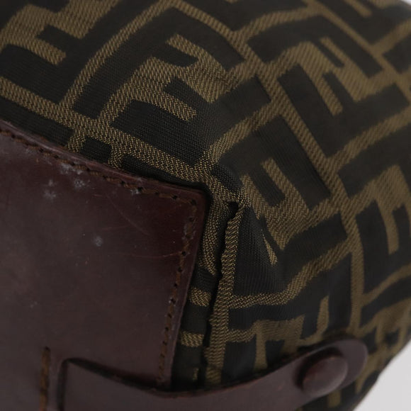 FENDI Zucca Canvas Hand Bag Brown Black Auth 174570