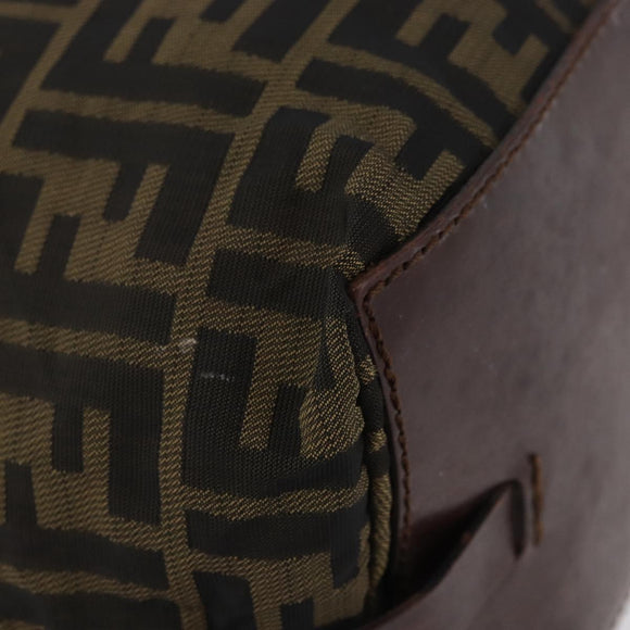 FENDI Zucca Canvas Hand Bag Brown Black Auth 174570
