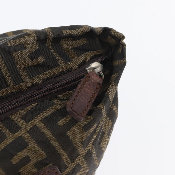 FENDI Zucca Canvas Hand Bag Brown Black Auth 174570