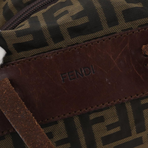 FENDI Zucca Canvas Hand Bag Brown Black Auth 174570