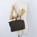 FENDI Zucca Canvas Hand Bag Brown Black Auth 174570-21