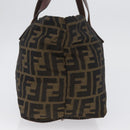 FENDI Zucca Canvas Hand Bag Brown Black Auth 174570-5