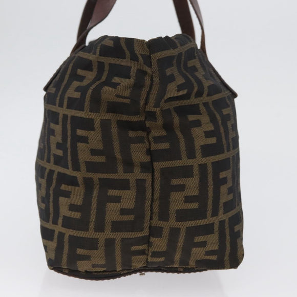 FENDI Zucca Canvas Hand Bag Brown Black Auth 174570