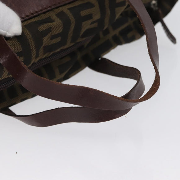 FENDI Zucca Canvas Hand Bag Brown Black Auth 174570