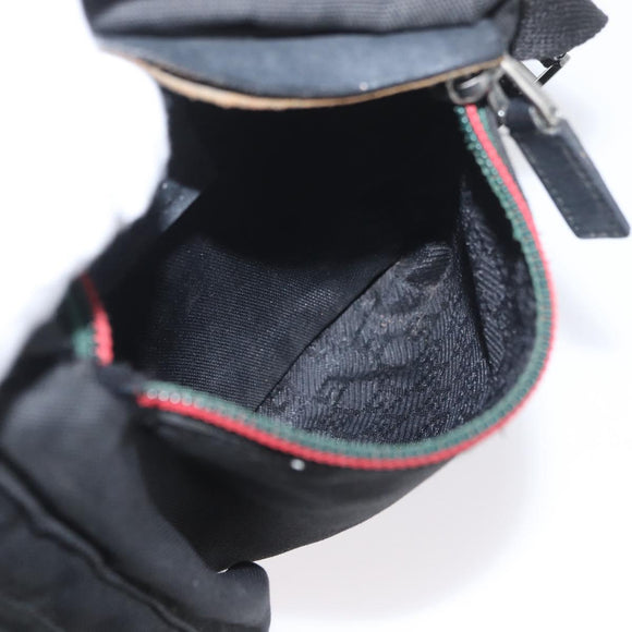 GUCCI Waist bag Canvas Black Silver 28566 Auth 174571