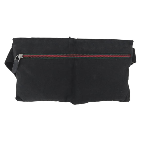 GUCCI Waist bag Canvas Black Silver 28566 Auth 174571