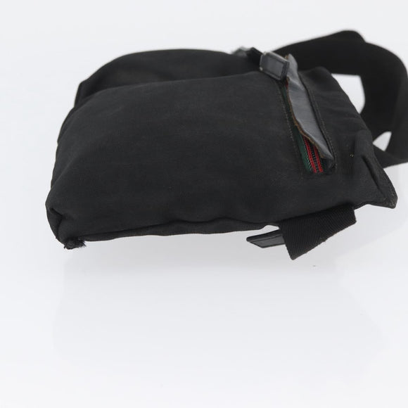 GUCCI Waist bag Canvas Black Silver 28566 Auth 174571