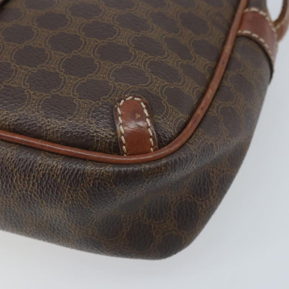 CELINE Macadam Canvas Shoulder Bag PVC Leather Brown Gold Auth 174572