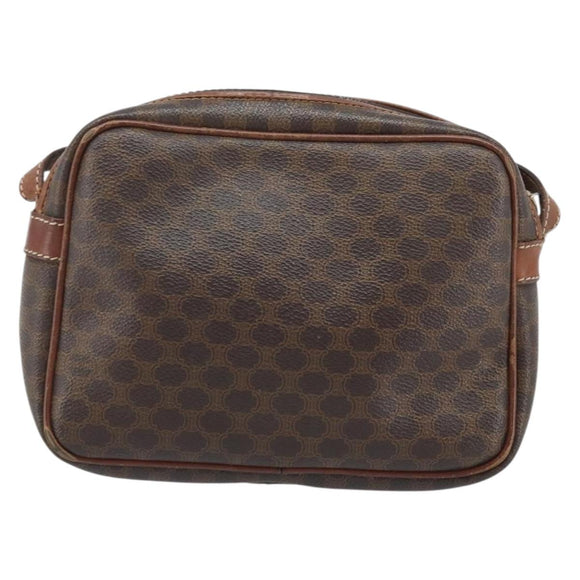 CELINE Macadam Canvas Shoulder Bag PVC Leather Brown Gold Auth 174572
