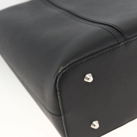 BURBERRY Tote Bag Leather Black Silver Auth 174574