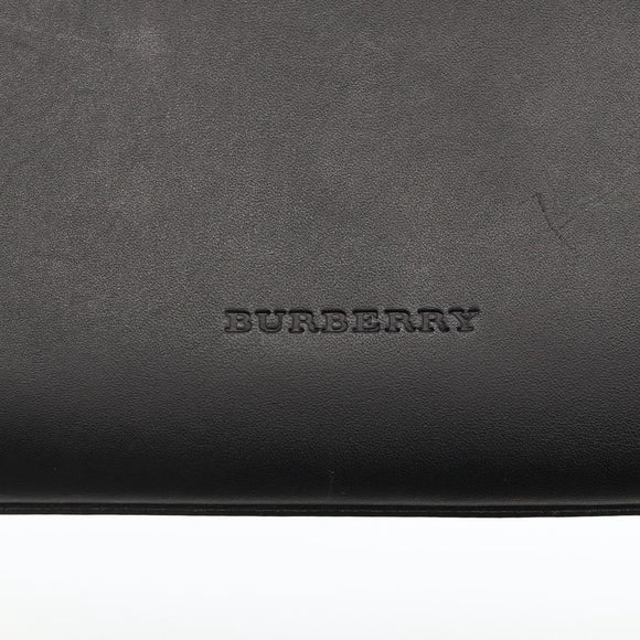 BURBERRY Tote Bag Leather Black Silver Auth 174574