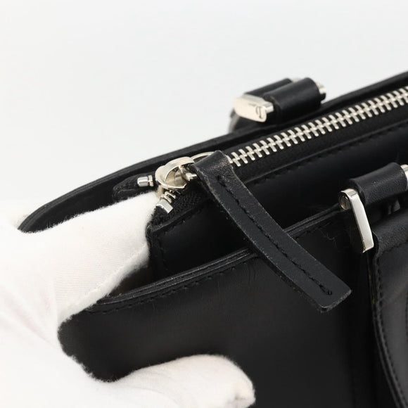 BURBERRY Tote Bag Leather Black Silver Auth 174574