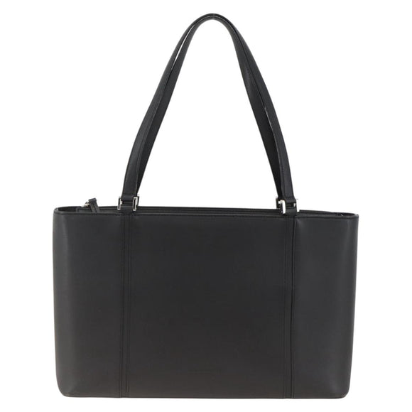 BURBERRY Tote Bag Leather Black Silver Auth 174574