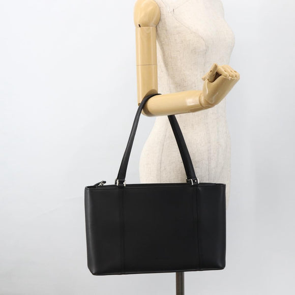 BURBERRY Tote Bag Leather Black Silver Auth 174574