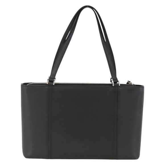 BURBERRY Tote Bag Leather Black Silver Auth 174574