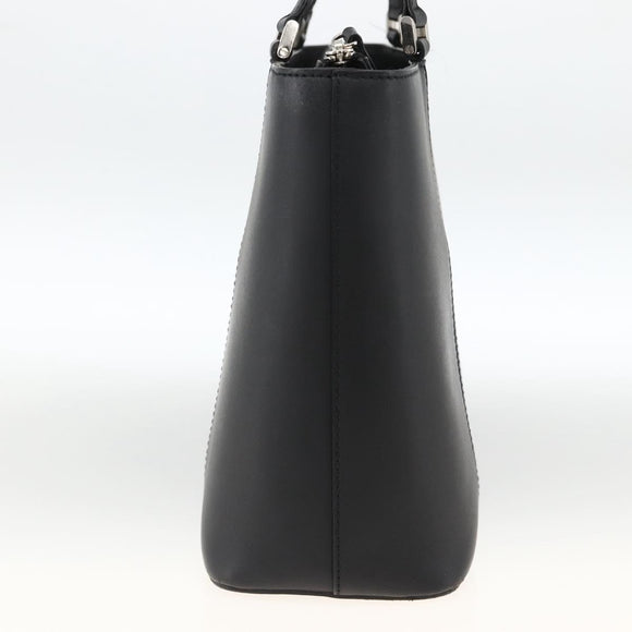 BURBERRY Tote Bag Leather Black Silver Auth 174574