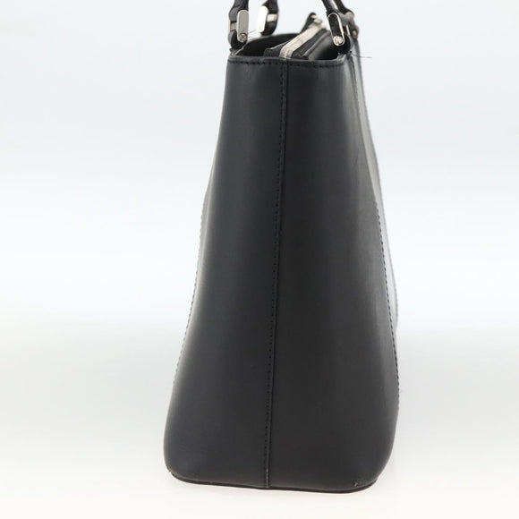 BURBERRY Tote Bag Leather Black Silver Auth 174574