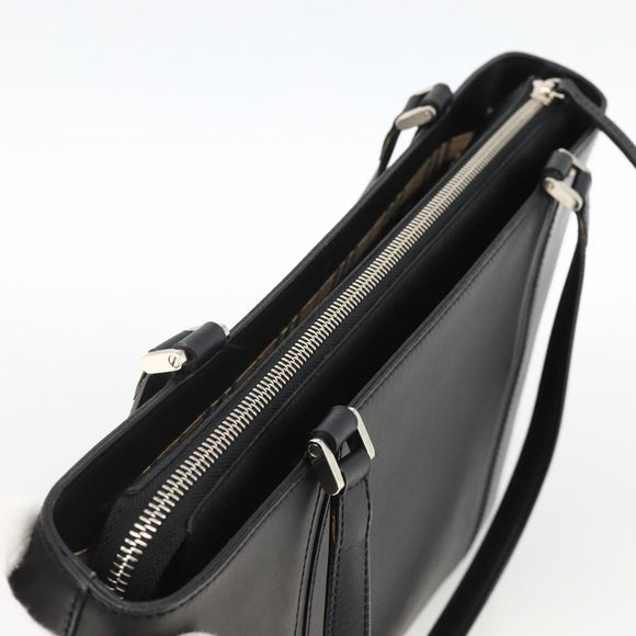 BURBERRY Tote Bag Leather Black Silver Auth 174574