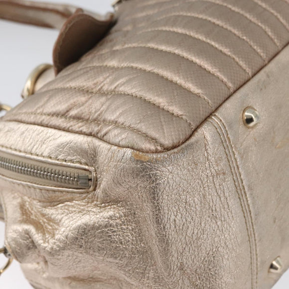 Chloe Hand Bag Leather Beige Gold Auth 174575