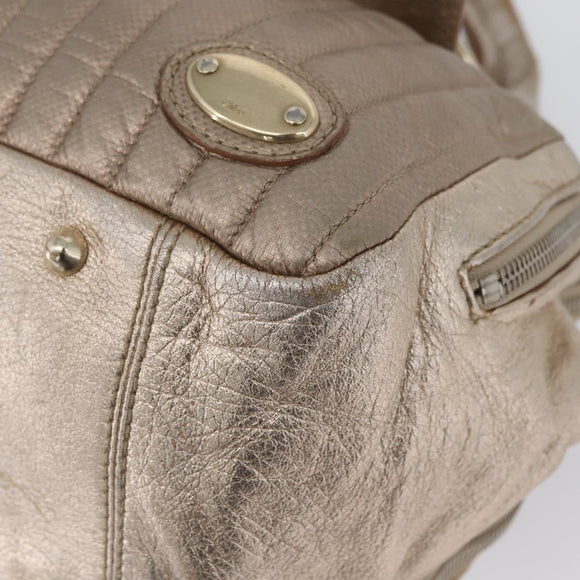 Chloe Hand Bag Leather Beige Gold Auth 174575