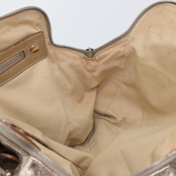 Chloe Hand Bag Leather Beige Gold Auth 174575