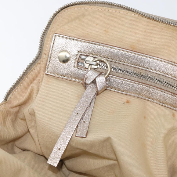 Chloe Hand Bag Leather Beige Gold Auth 174575