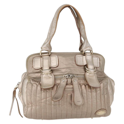Chloe Hand Bag Leather Beige Gold Auth 174575 - 0
