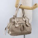 Chloe Hand Bag Leather Beige Gold Auth 174575-24