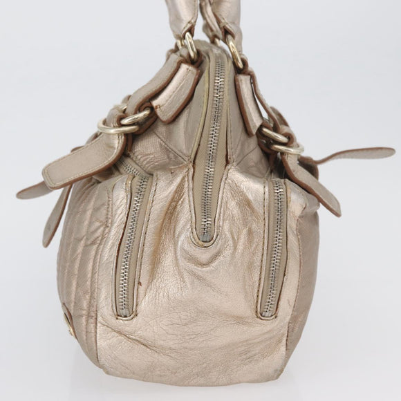Chloe Hand Bag Leather Beige Gold Auth 174575