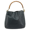 GUCCI Bamboo Shoulder Bag Leather 2way Black Gold 001 3444 1038 Auth 174578-13