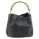 GUCCI Bamboo Shoulder Bag Leather 2way Black Gold 001 3444 1038 Auth 174578-2