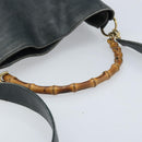 GUCCI Bamboo Shoulder Bag Leather 2way Black Gold 001 3444 1038 Auth 174578-7