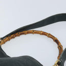 GUCCI Bamboo Shoulder Bag Leather 2way Black Gold 001 3444 1038 Auth 174578-14