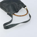 GUCCI Bamboo Shoulder Bag Leather 2way Black Gold 001 3444 1038 Auth 174578-8
