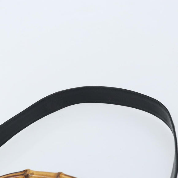 GUCCI Bamboo Shoulder Bag Leather 2way Black Gold 001 1781 1577 Auth 174579