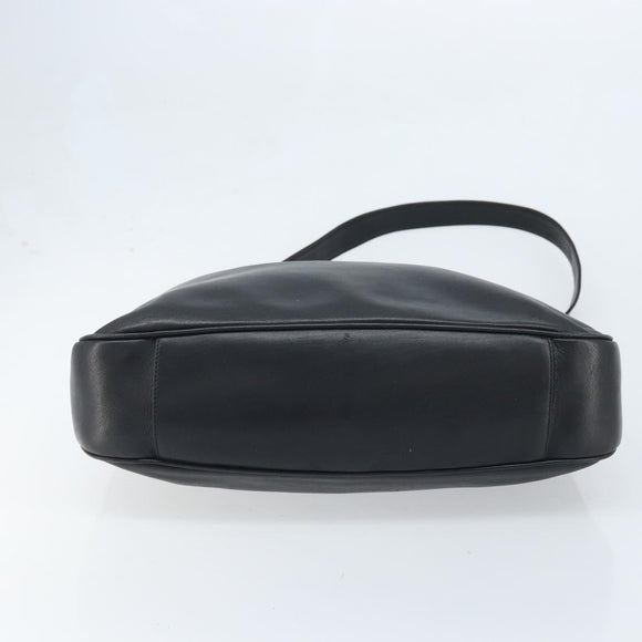 GUCCI Bamboo Shoulder Bag Leather 2way Black Gold 001 1781 1577 Auth 174579