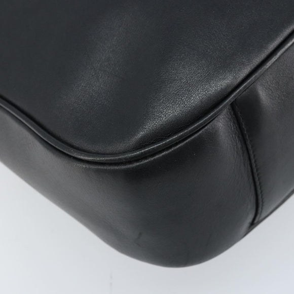 GUCCI Bamboo Shoulder Bag Leather 2way Black Gold 001 1781 1577 Auth 174579